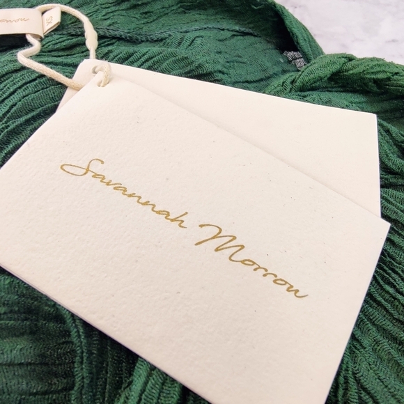 Savannah Morrow Zuni Dress in Emerald Green Long Sleeve Midi NWT XS Silk Bamboo - Picture 8 of 10